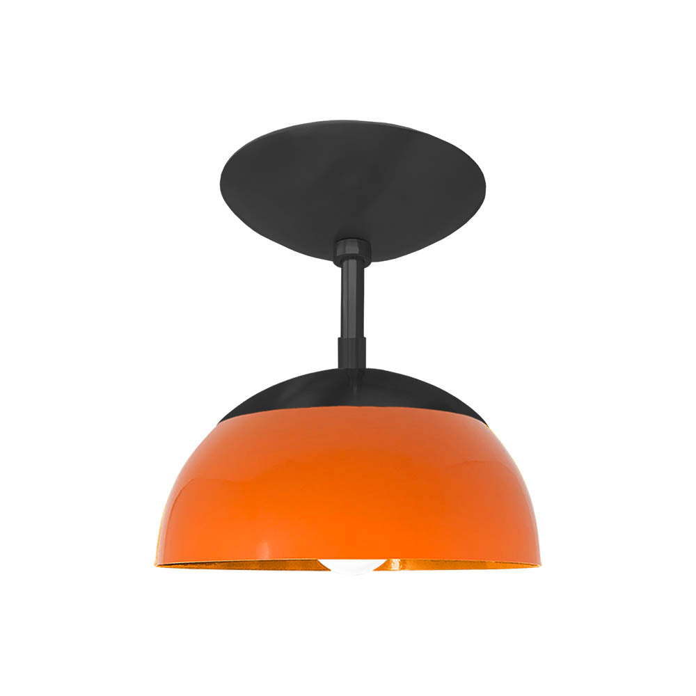 Black and orange color Cadbury flush mount 8" Dutton Brown lighting