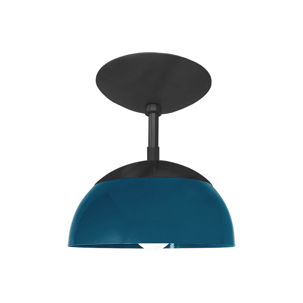 Black and slate blue color Cadbury flush mount 8" Dutton Brown lighting
