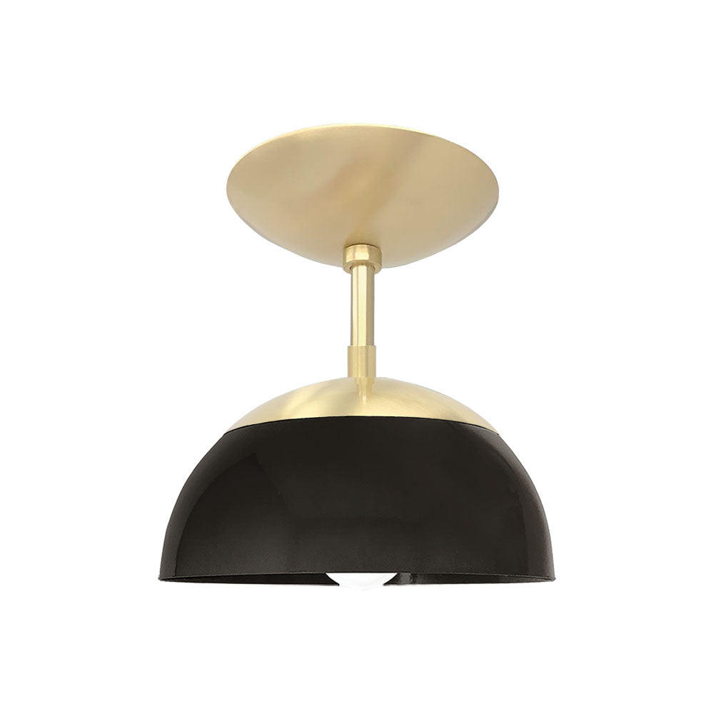 Brass and black color Cadbury flush mount 8" Dutton Brown lighting