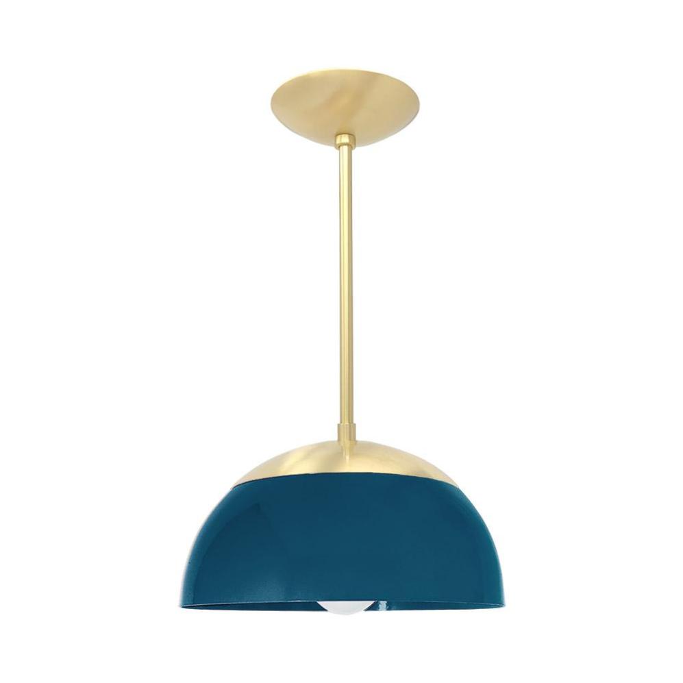 Brass and slate blue color Cadbury pendant 12" Dutton Brown lighting