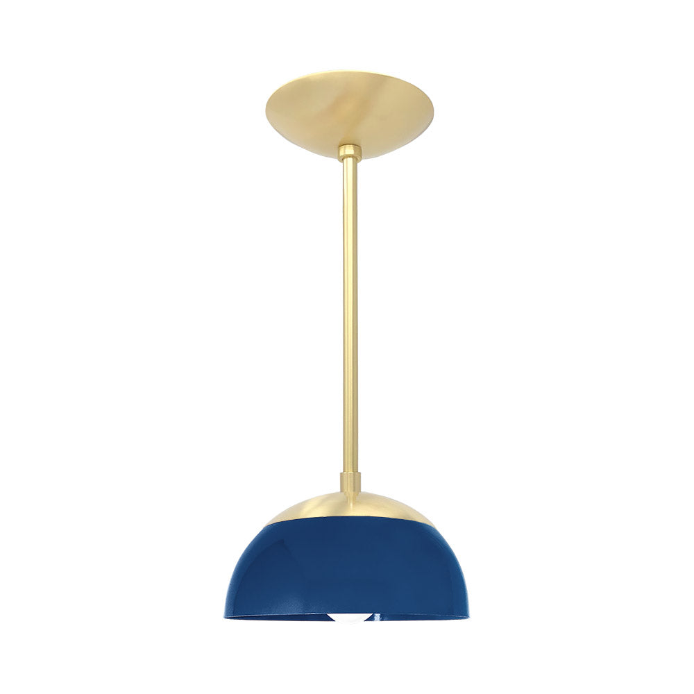 Brass and cobalt color Cadbury pendant 8" Dutton Brown lighting