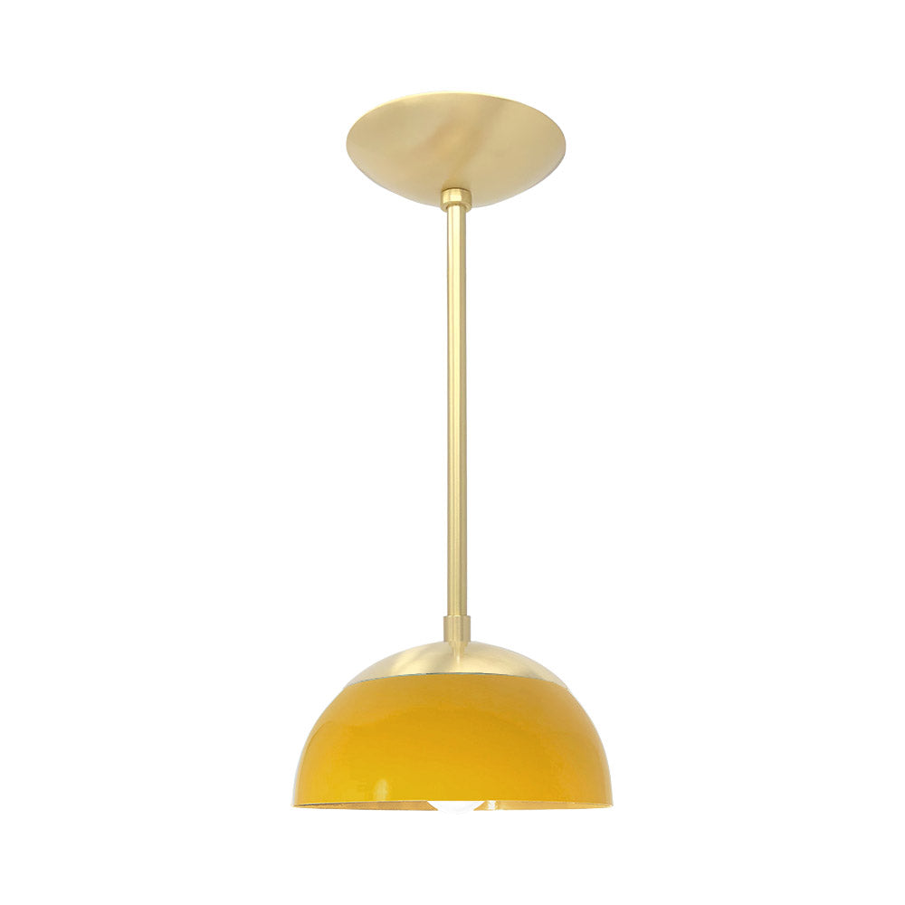 Brass and ochre color Cadbury pendant 8" Dutton Brown lighting