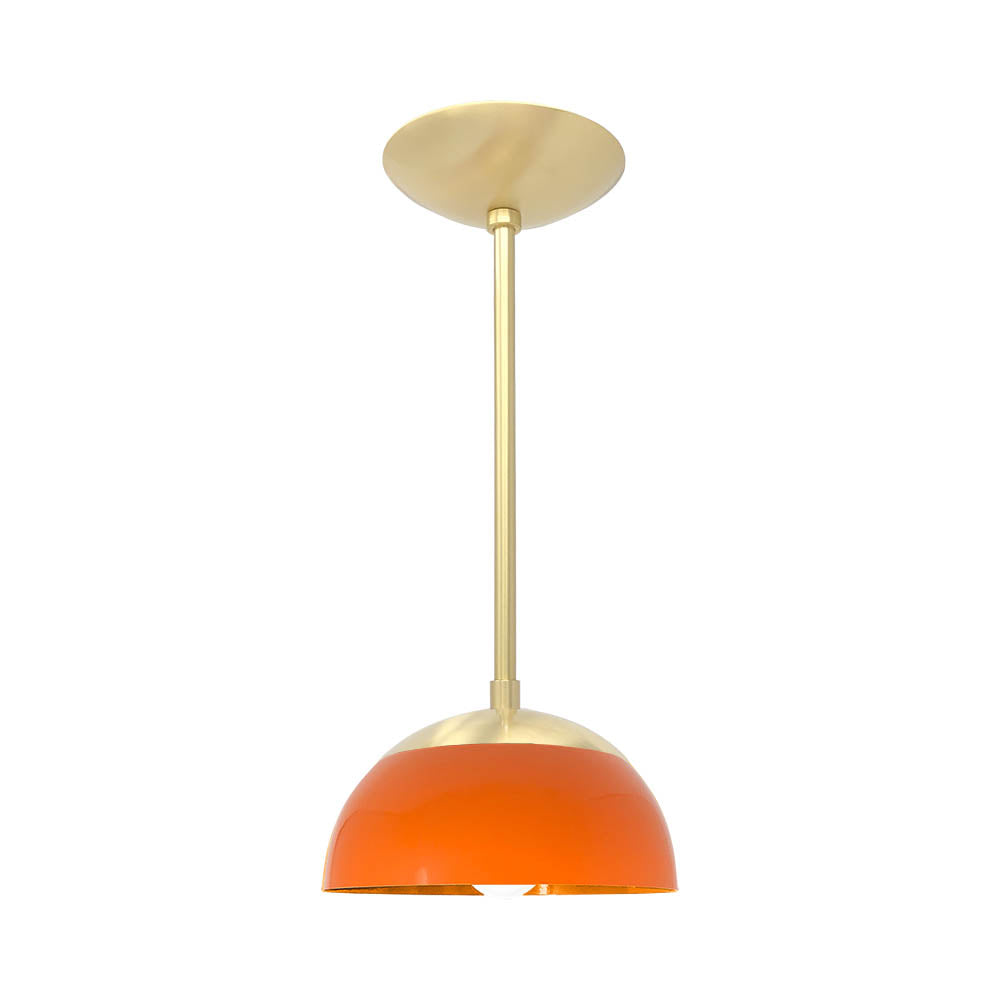 Brass and orange color Cadbury pendant 8" Dutton Brown lighting