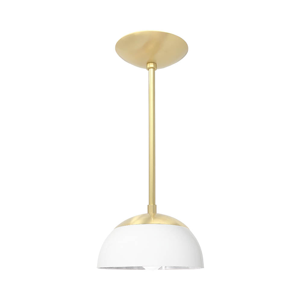 Brass and white color Cadbury pendant 8" Dutton Brown lighting