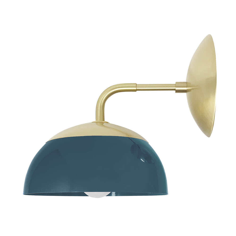 Brass and slate blue color Cadbury sconce 8" Dutton Brown lighting