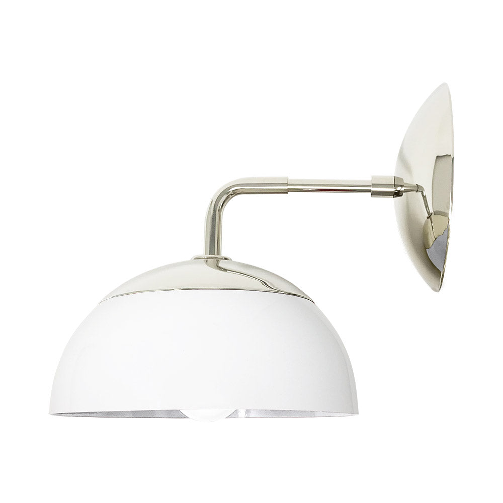 Nickel and white color Cadbury sconce 8" Dutton Brown lighting