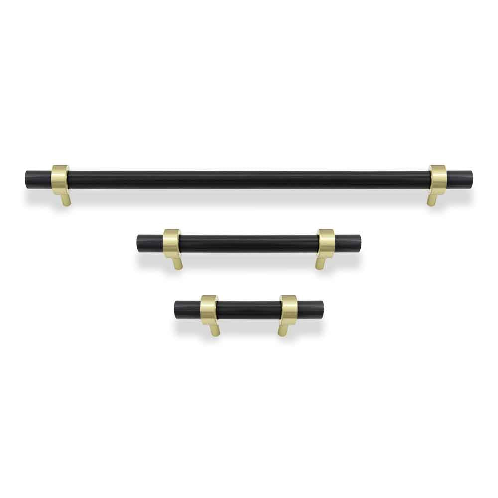 Brass and black color Caliber pull Dutton Brown hardware