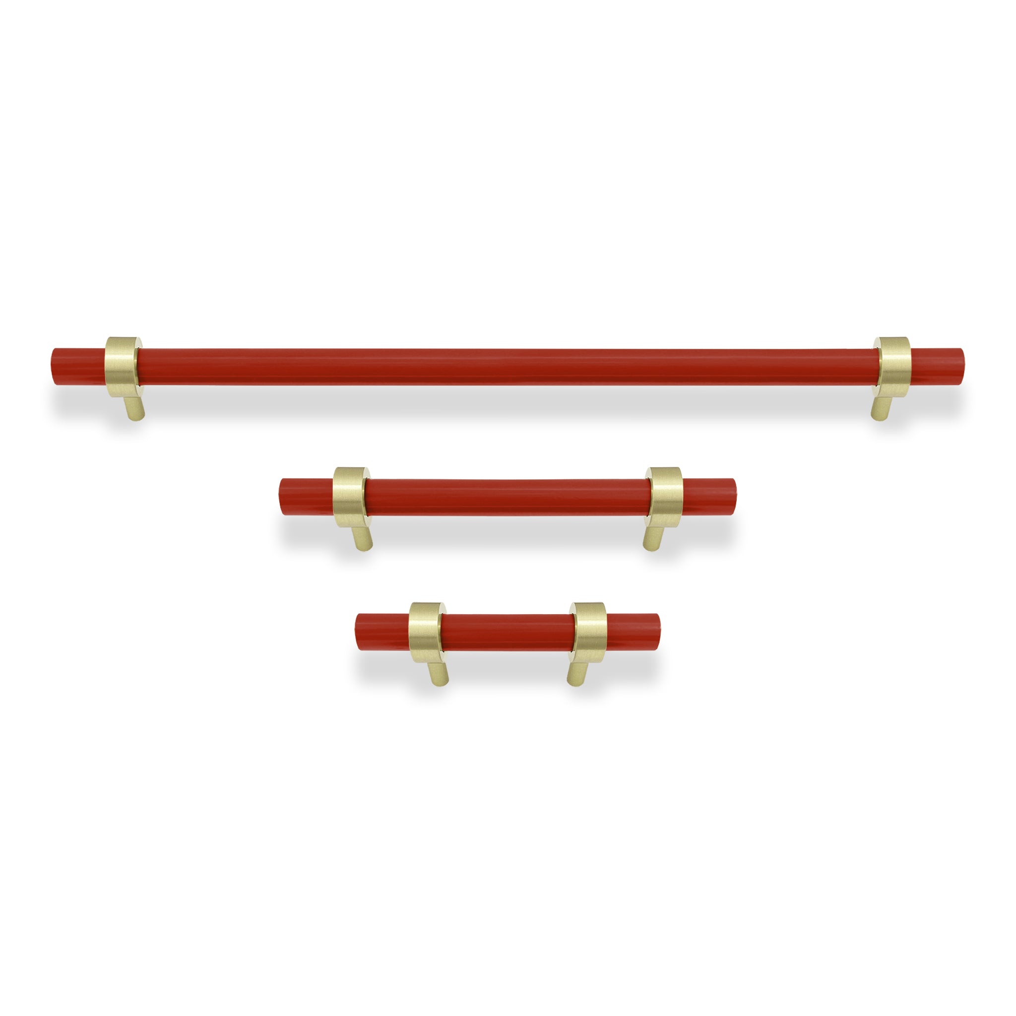 Brass and riding hood red color Caliber pull Dutton Brown hardware
