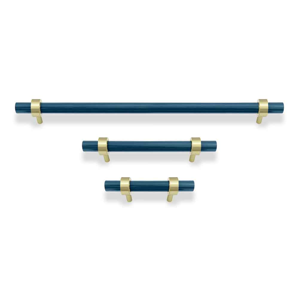 Brass and slate blue color Caliber pull Dutton Brown hardware