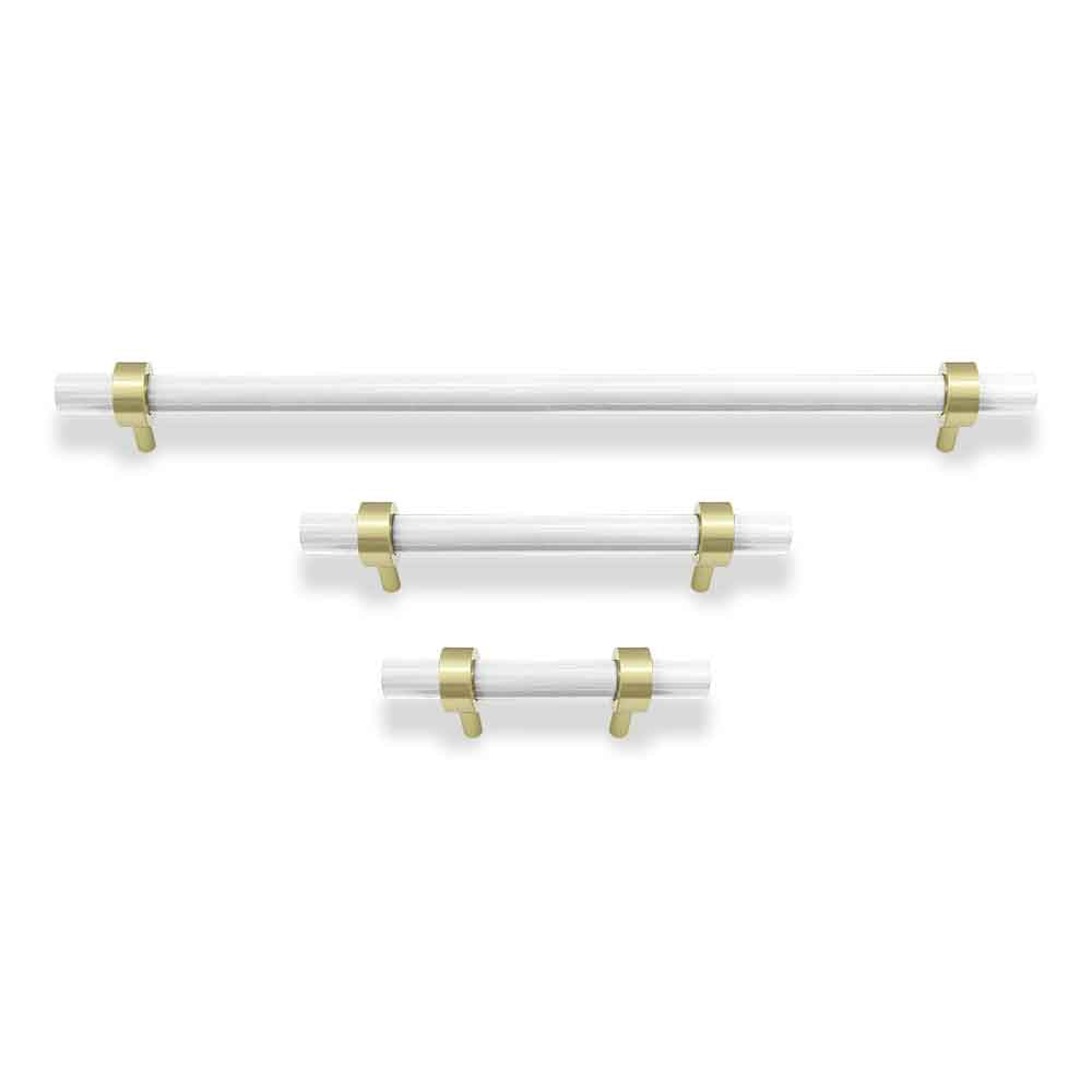 Brass and white color Caliber pull Dutton Brown hardware