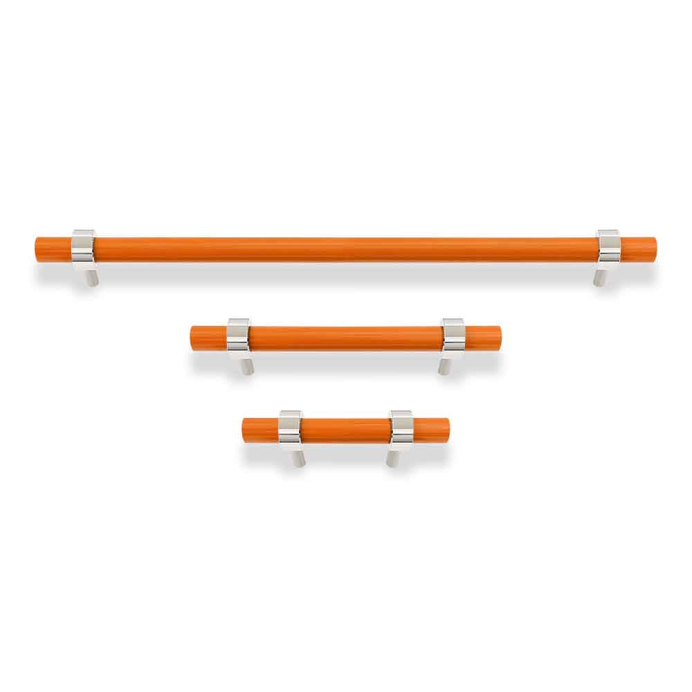 Nickel and orange color Caliber pull Dutton Brown hardware
