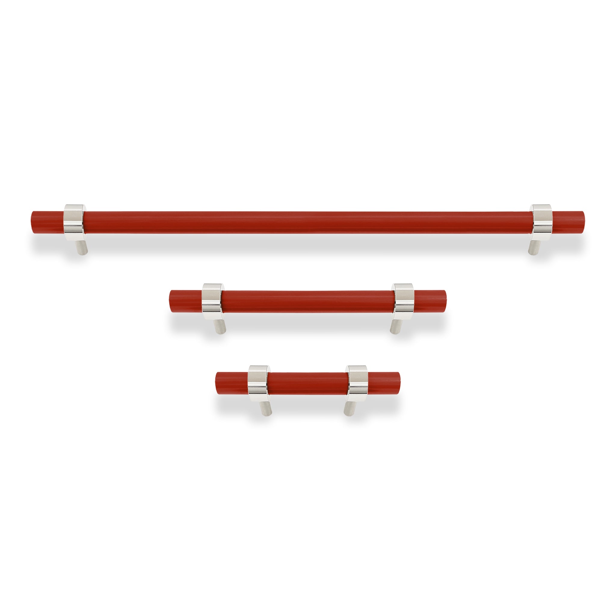 Nickel and riding hood red color Caliber pull Dutton Brown hardware