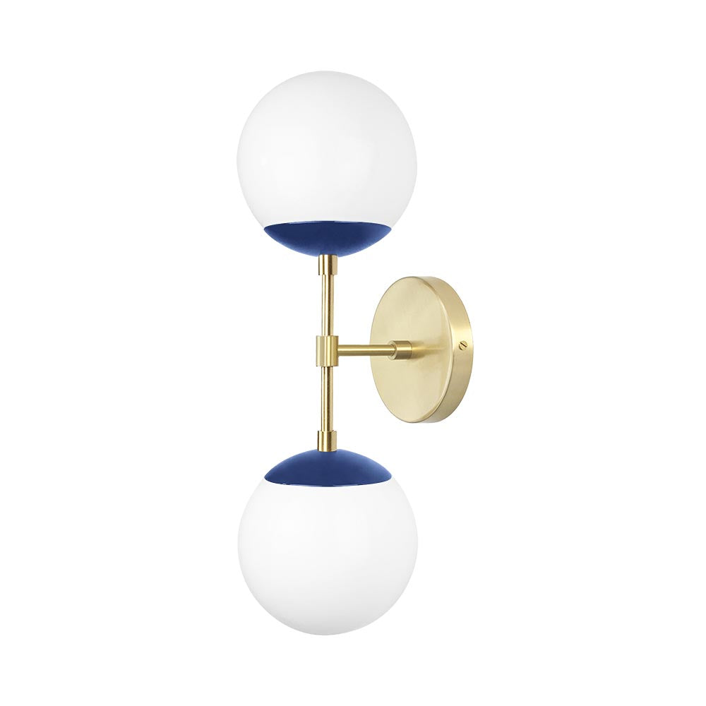 Brass and cobalt color Cap Double sconce 6" Dutton Brown lighting