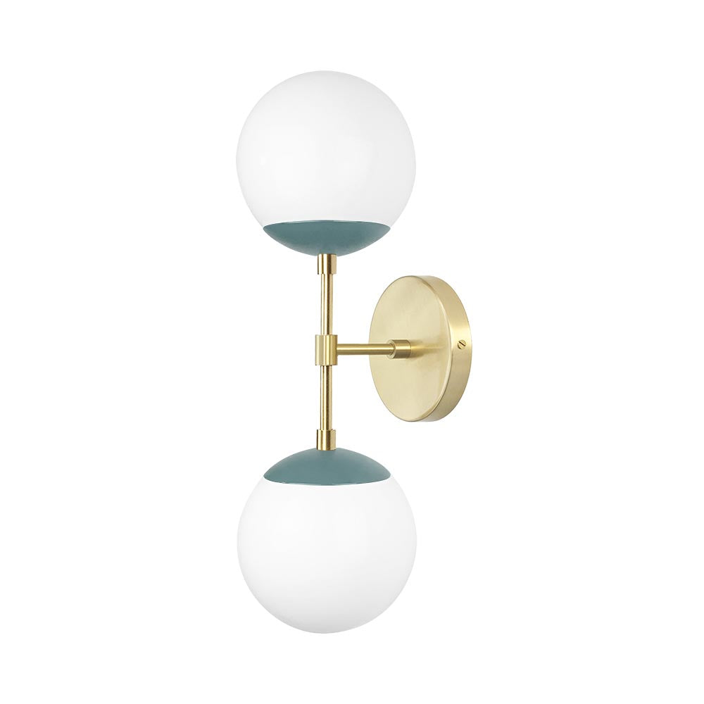 Brass and lagoon color Cap Double sconce 6" Dutton Brown lighting