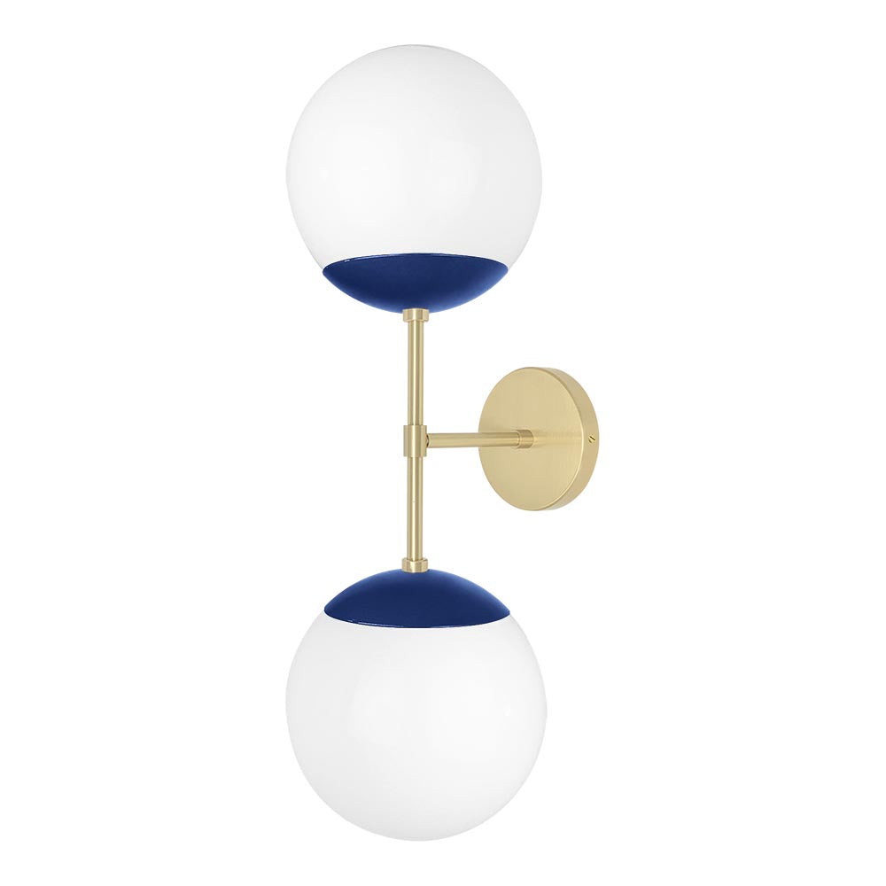 Brass and cobalt color Cap Double sconce 8" Dutton Brown lighting
