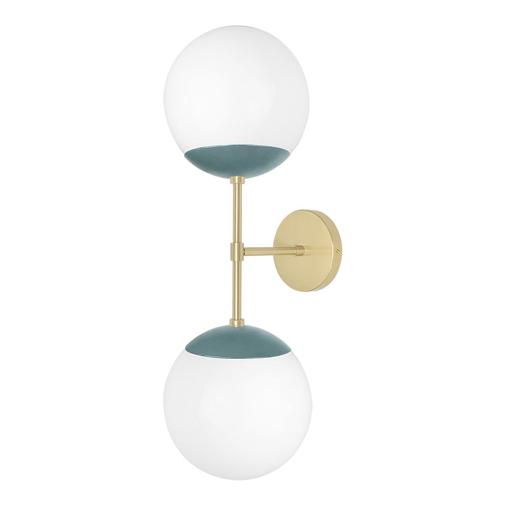 Brass and lagoon color Cap Double sconce 8" Dutton Brown lighting