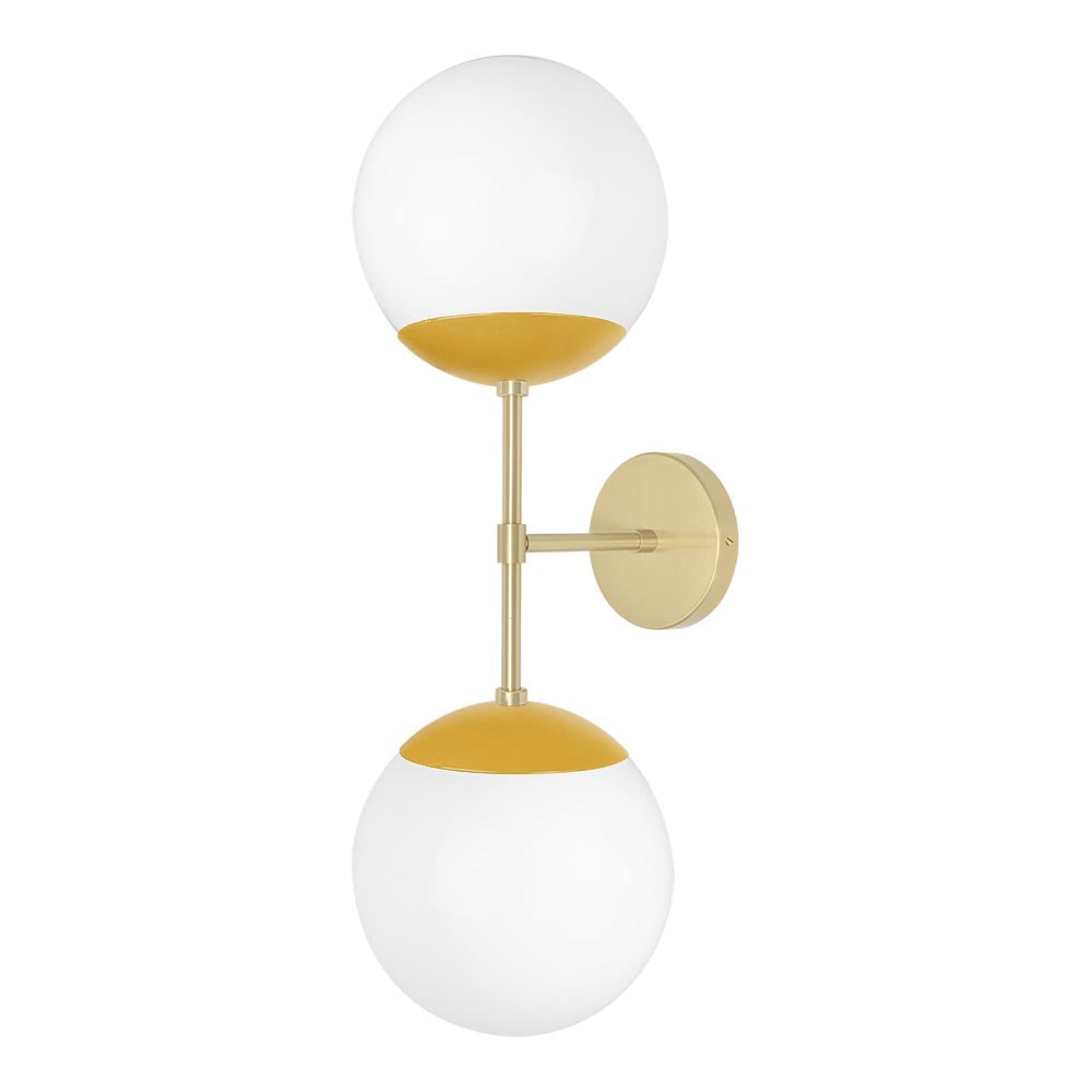 Brass and ochre color Cap Double sconce 8" Dutton Brown lighting