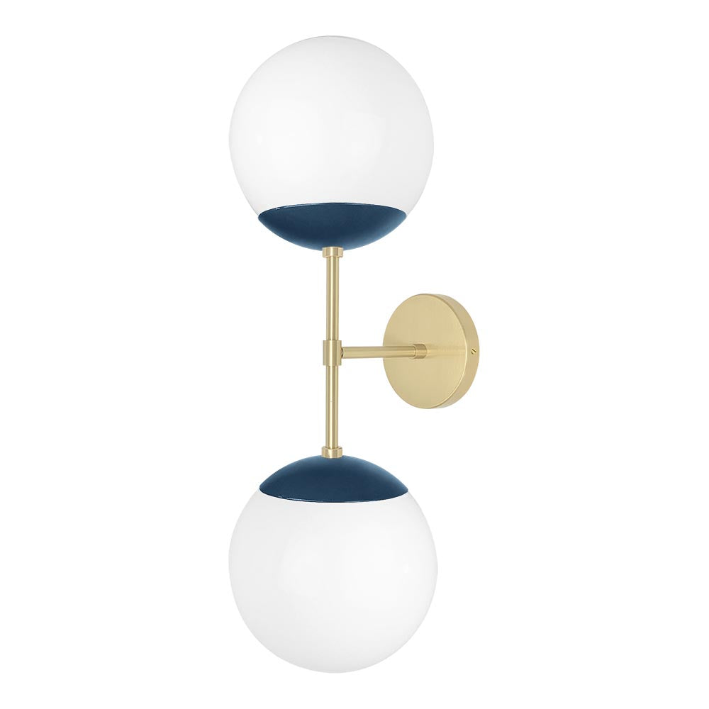 Brass and slate blue color Cap Double sconce 8" Dutton Brown lighting