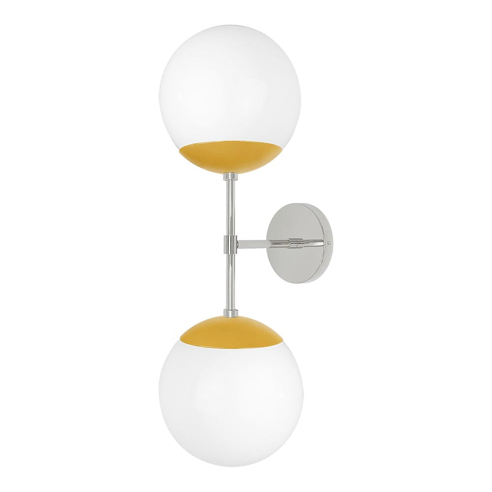 Nickel and ochre color Cap Double sconce 8" Dutton Brown lighting