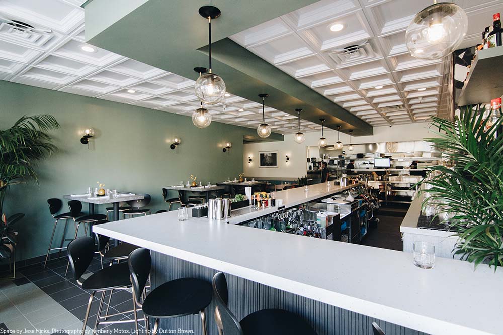 Black and brass Cap pendant 8" by Dutton Brown. Space by Jess Hicks. Photo by Kimberly Motos. _hover