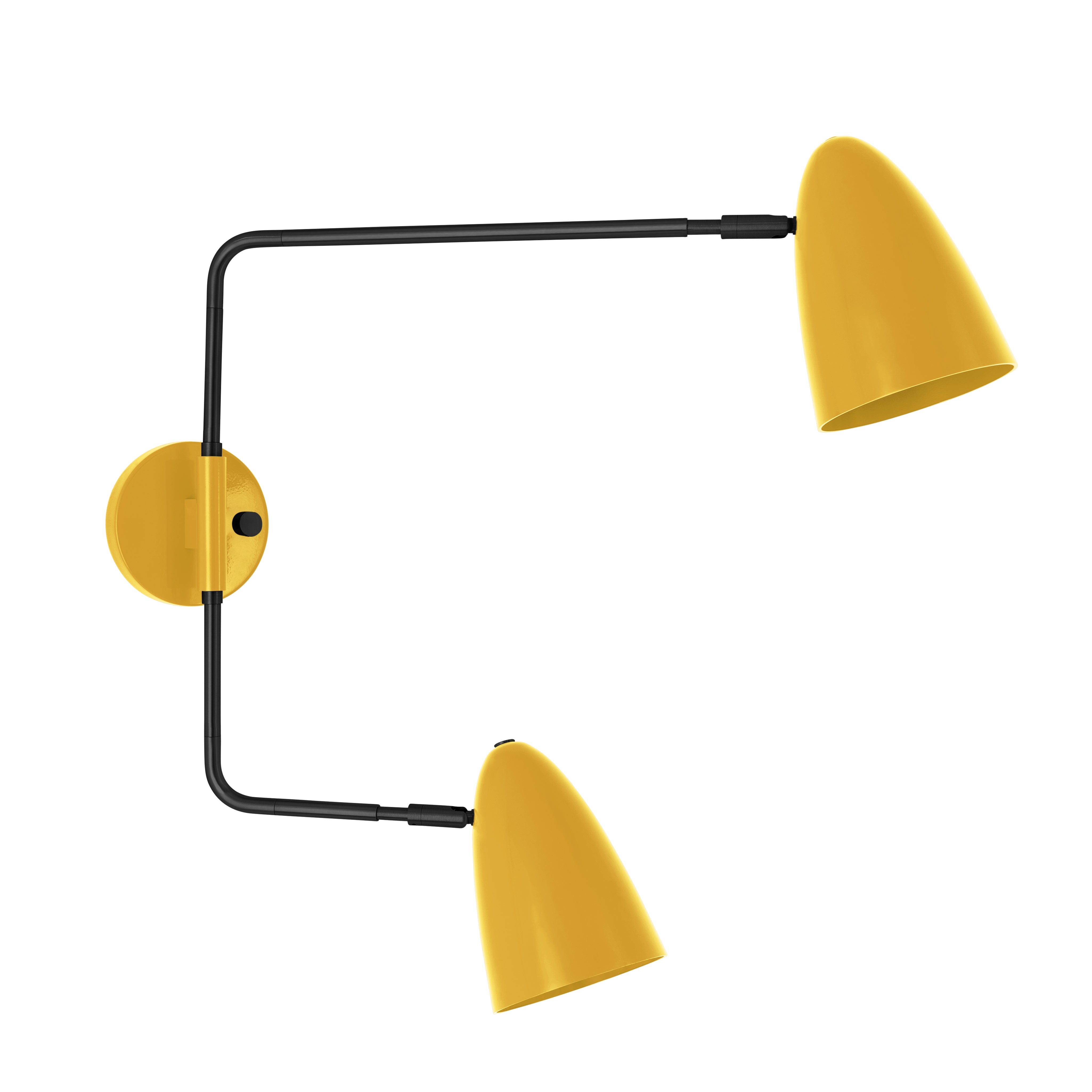Black and ochre color Boom Double Swing Arm sconce Dutton Brown lighting