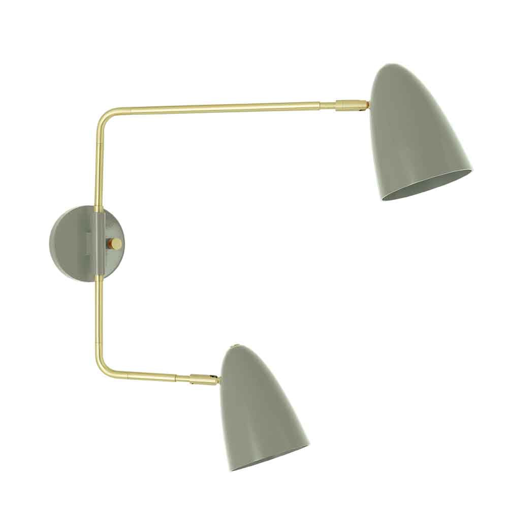 Brass and spa color Boom Double Swing Arm sconce Dutton Brown lighting