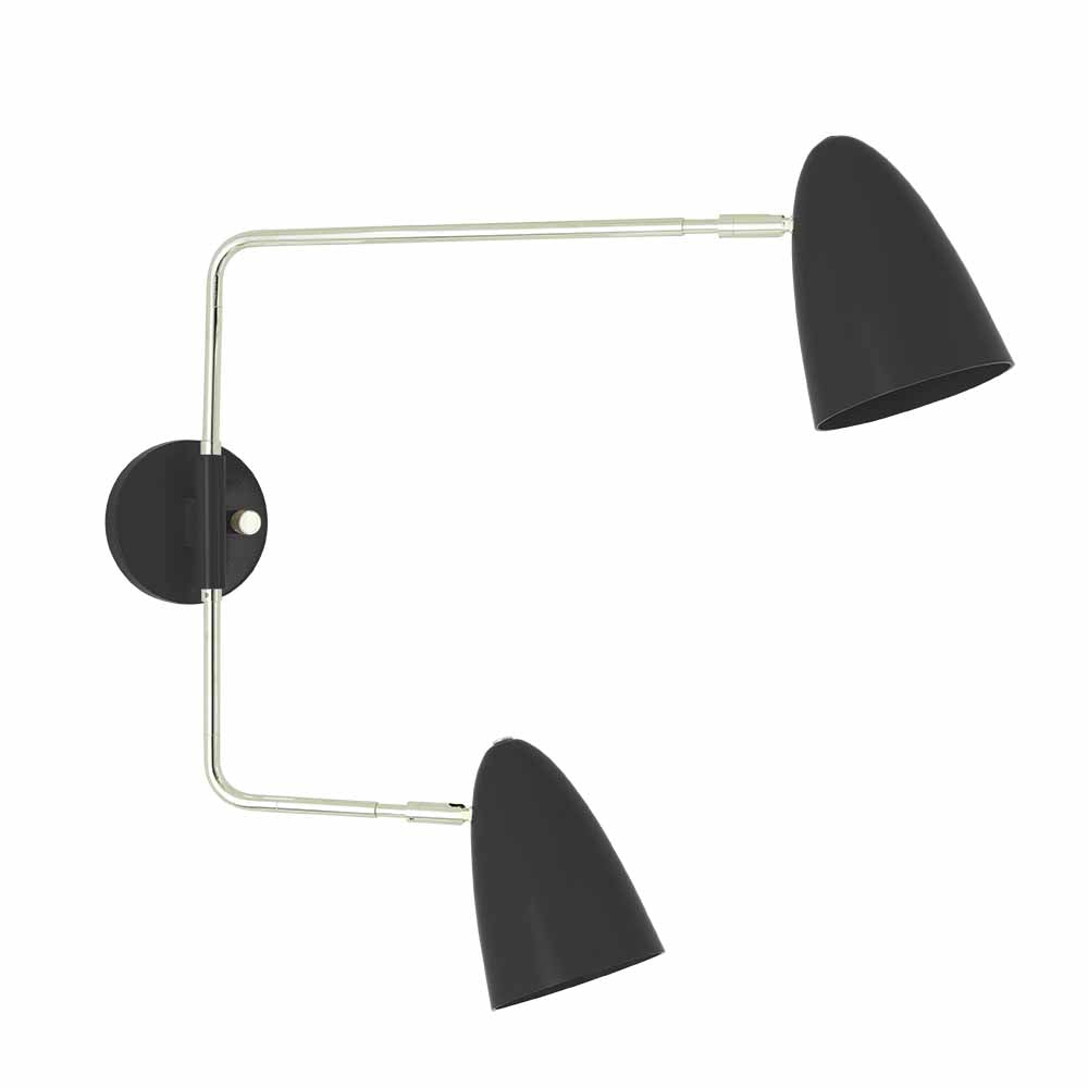 Nickel and black color Boom Double Swing Arm sconce Dutton Brown lighting