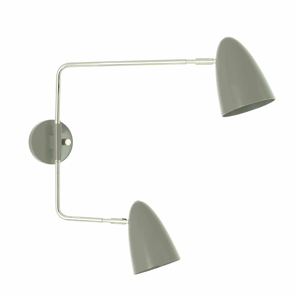 Nickel and spa color Boom Double Swing Arm sconce Dutton Brown lighting
