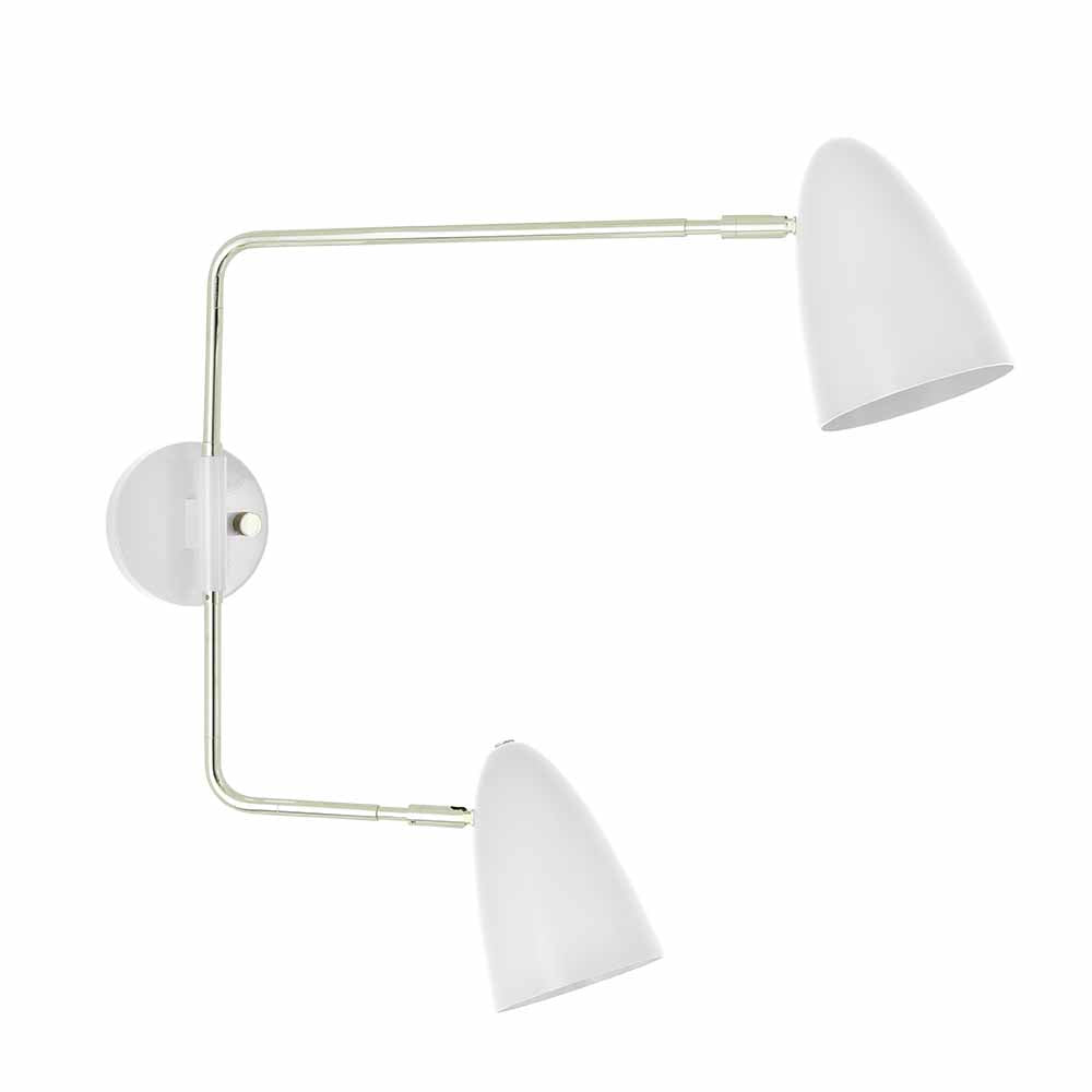 Nickel and white color Boom Double Swing Arm sconce Dutton Brown lighting