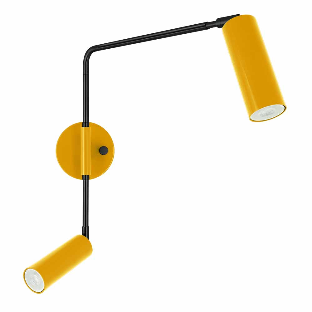 Black and ochre color Reader Double Swing Arm sconce Dutton Brown lighting