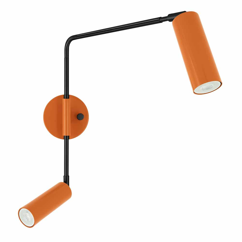 Black and orange color Reader Double Swing Arm sconce Dutton Brown lighting