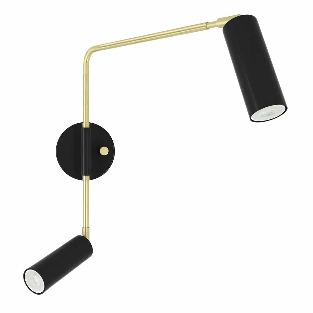 Brass and black color Reader Double Swing Arm sconce Dutton Brown lighting