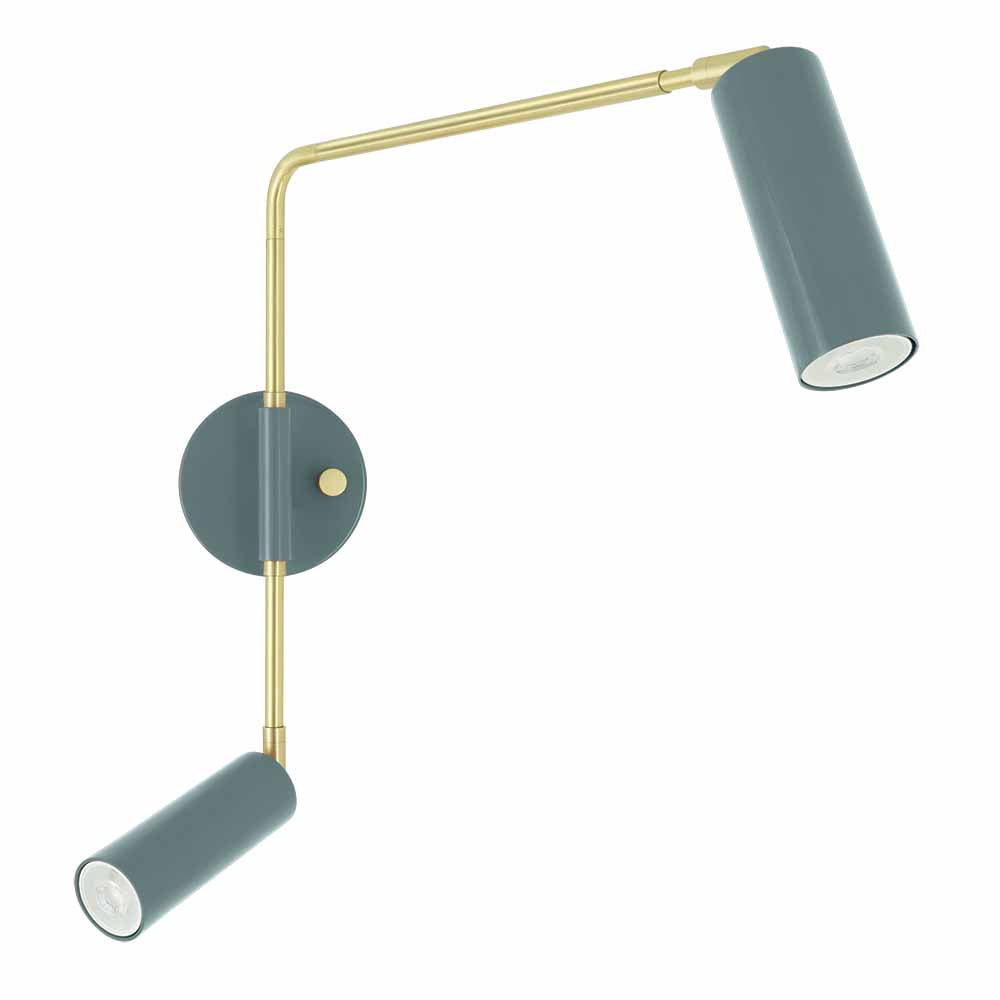 Brass and lagoon color Reader Double Swing Arm sconce Dutton Brown lighting