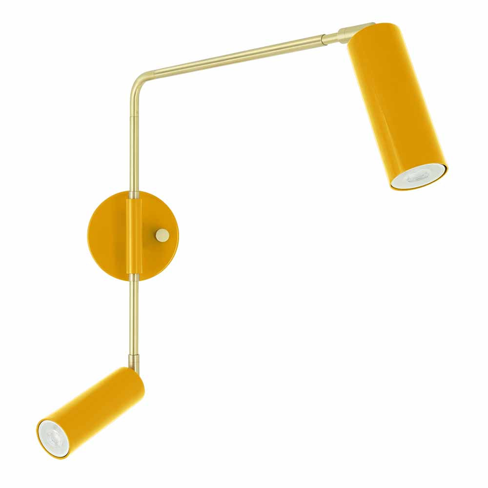 Brass and ochre color Reader Double Swing Arm sconce Dutton Brown lighting