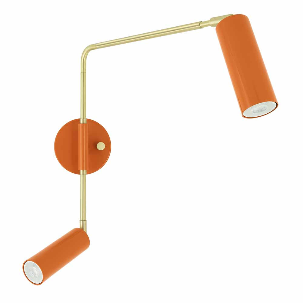 Brass and orange color Reader Double Swing Arm sconce Dutton Brown lighting
