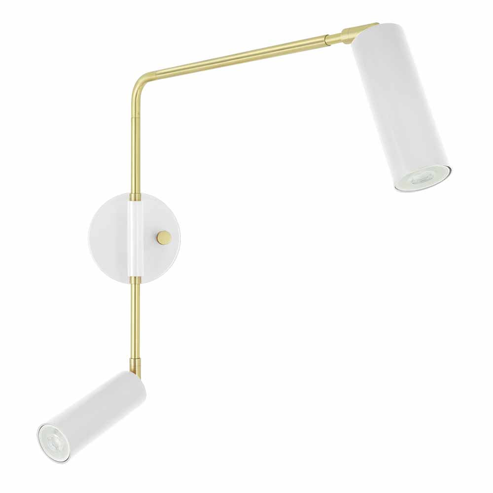 Brass and white color Reader Double Swing Arm sconce Dutton Brown lighting
