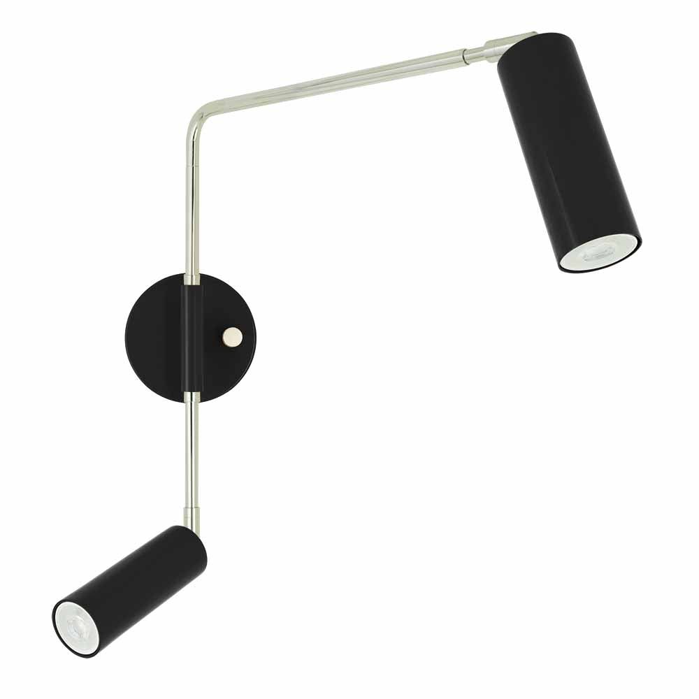 Nickel and black color Reader Double Swing Arm sconce Dutton Brown lighting