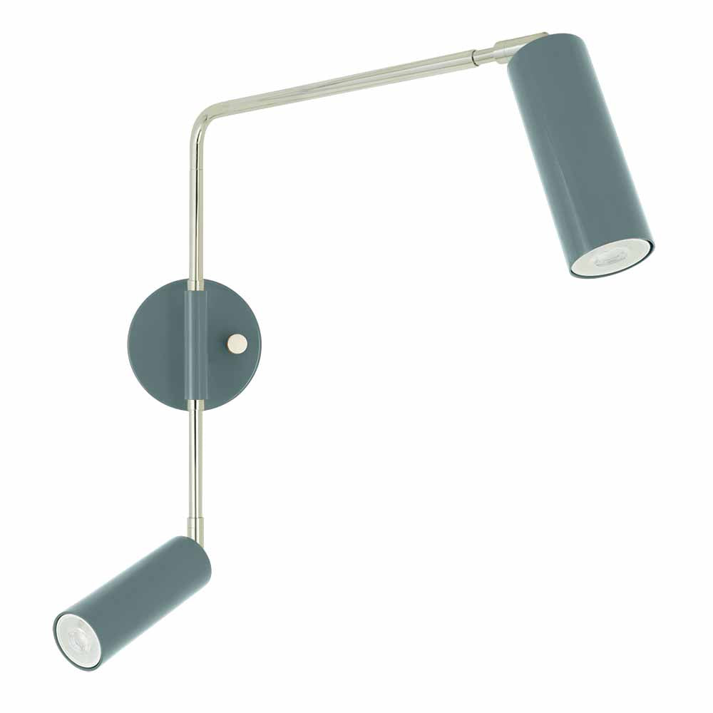 Nickel and python green color Reader Double Swing Arm sconce Dutton Brown lighting