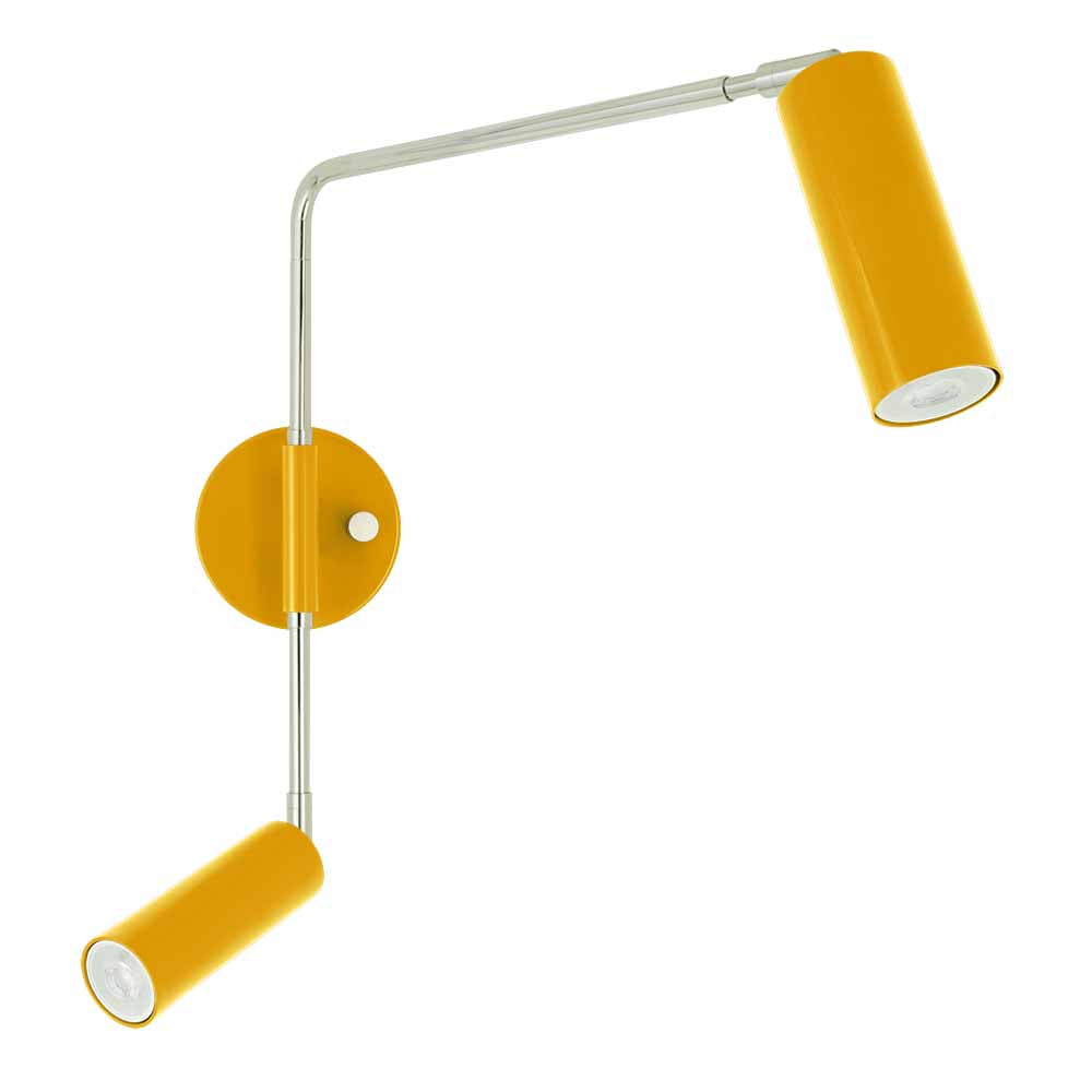 Nickel and ochre color Reader Double Swing Arm sconce Dutton Brown lighting