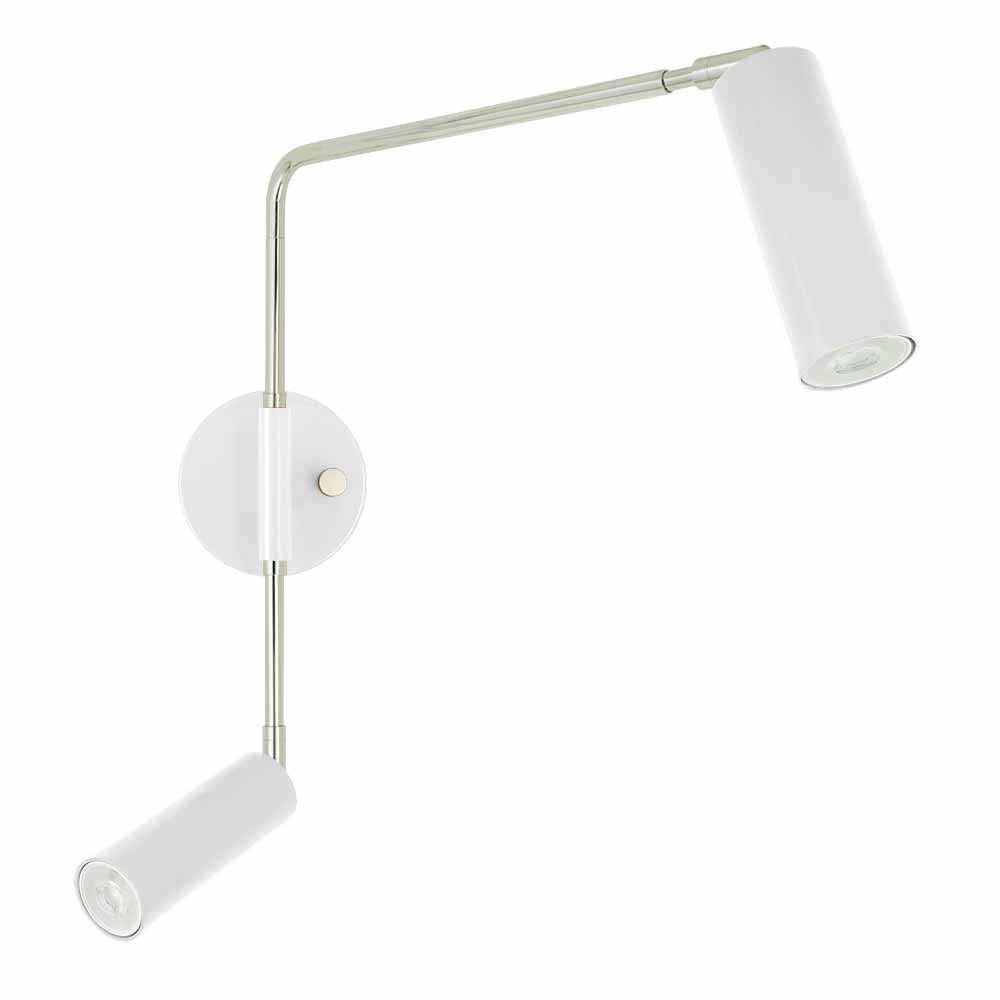Nickel and white color Reader Double Swing Arm sconce Dutton Brown lighting