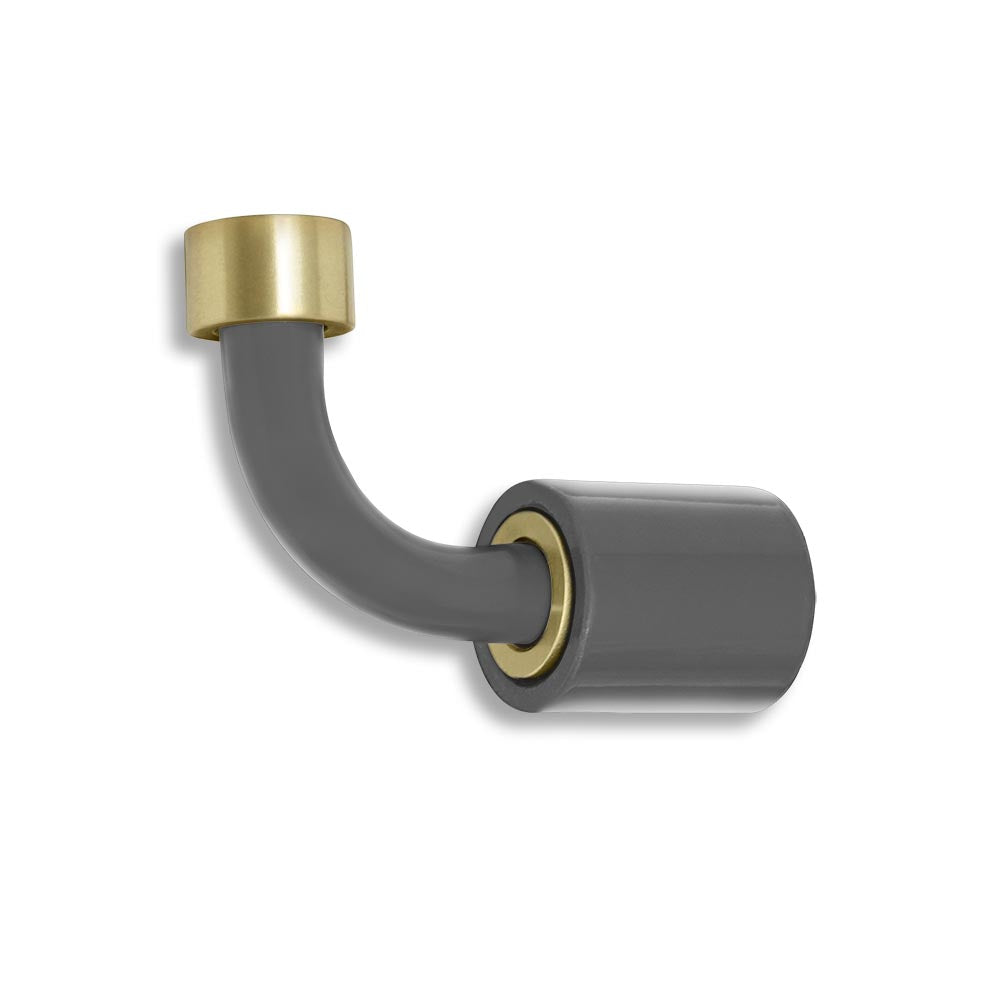 Brass and charcoal color Throne hook Dutton Brown hardware