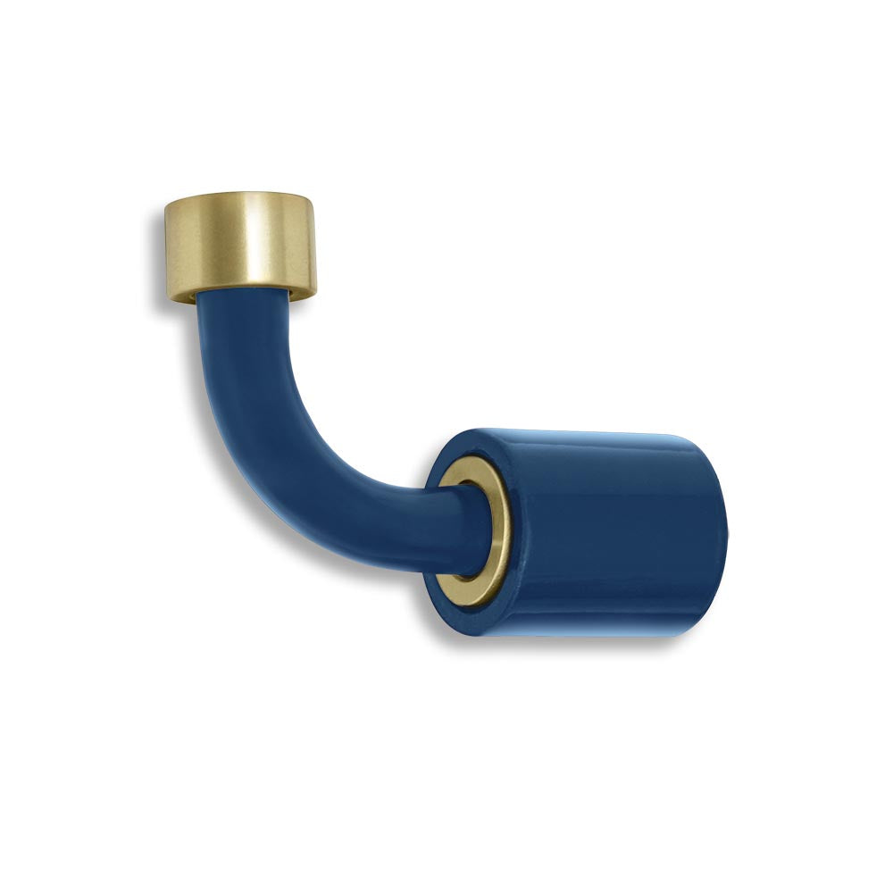 Brass and cobalt color Throne hook Dutton Brown hardware