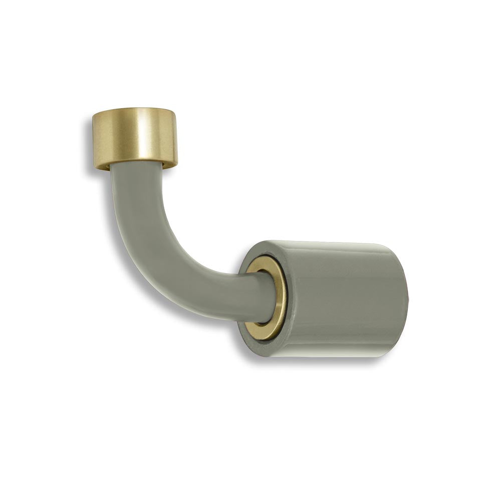Brass and spa color Throne hook Dutton Brown hardware