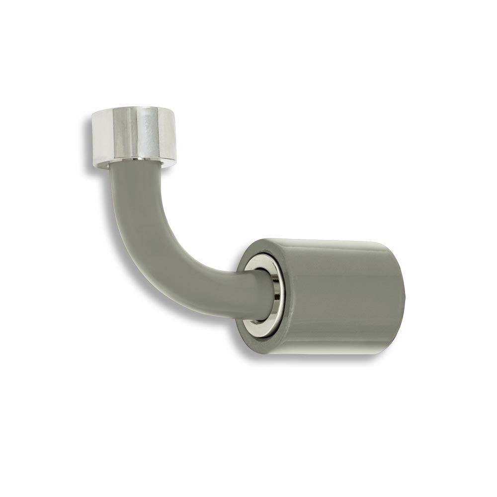 Nickel and spa color Throne hook Dutton Brown hardware