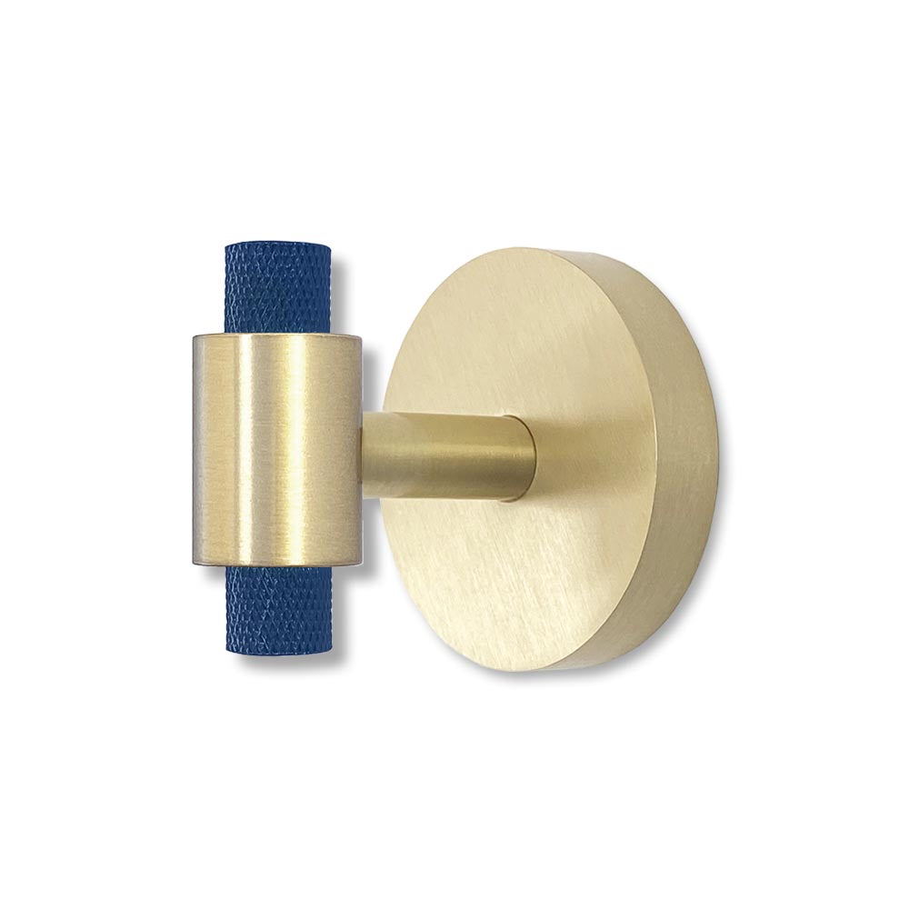 Brass and cobalt color Tux hook Dutton Brown hardware