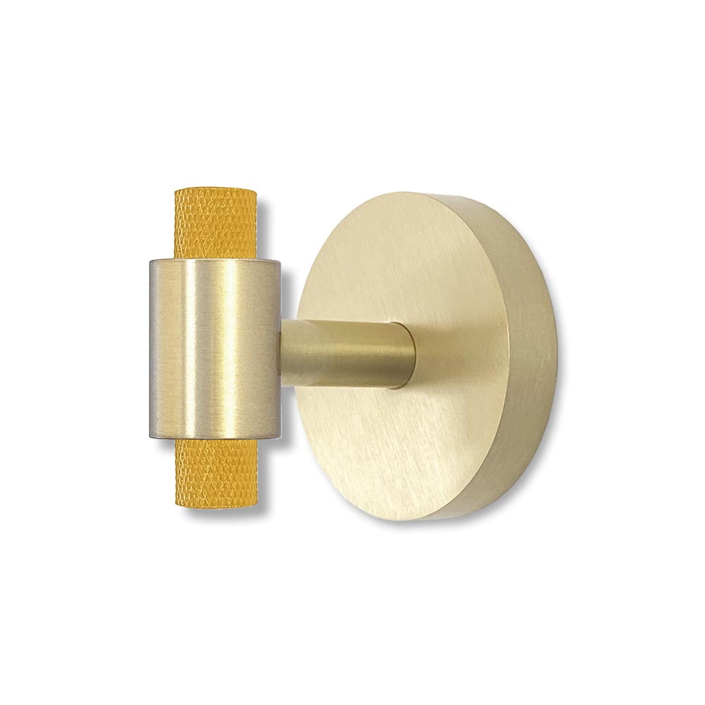 Brass and ochre color Tux hook Dutton Brown hardware
