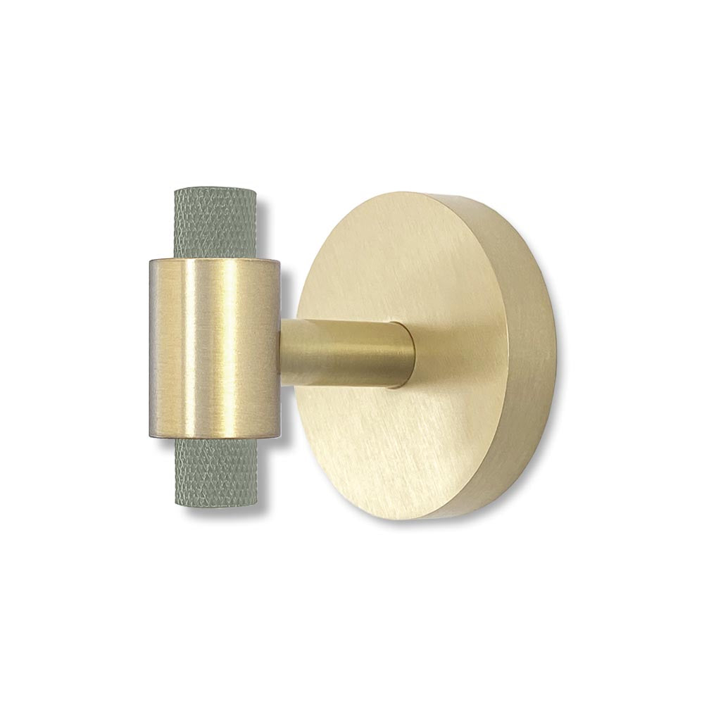 Brass and spa color Tux hook Dutton Brown hardware