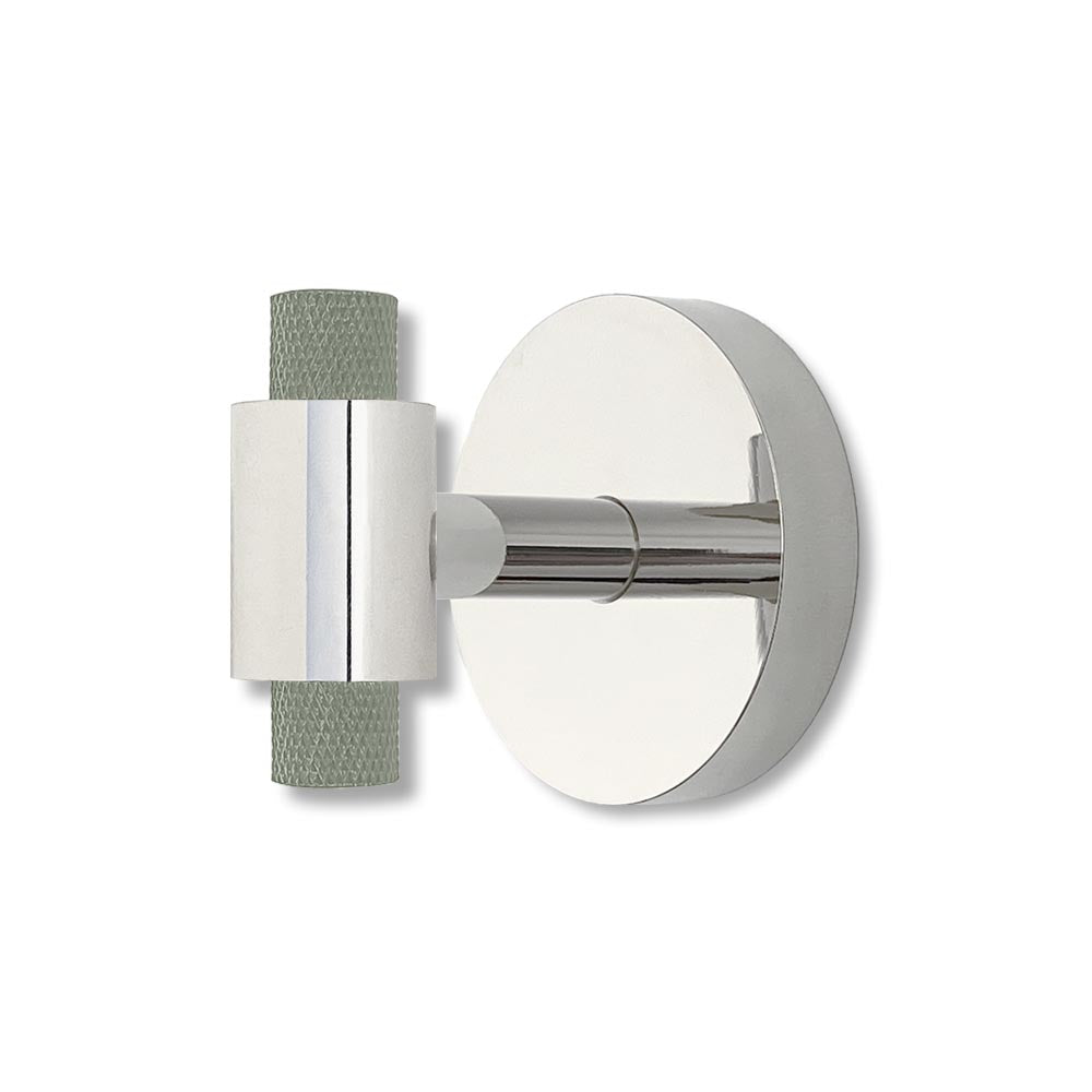 Nickel and spa color Tux hook Dutton Brown hardware