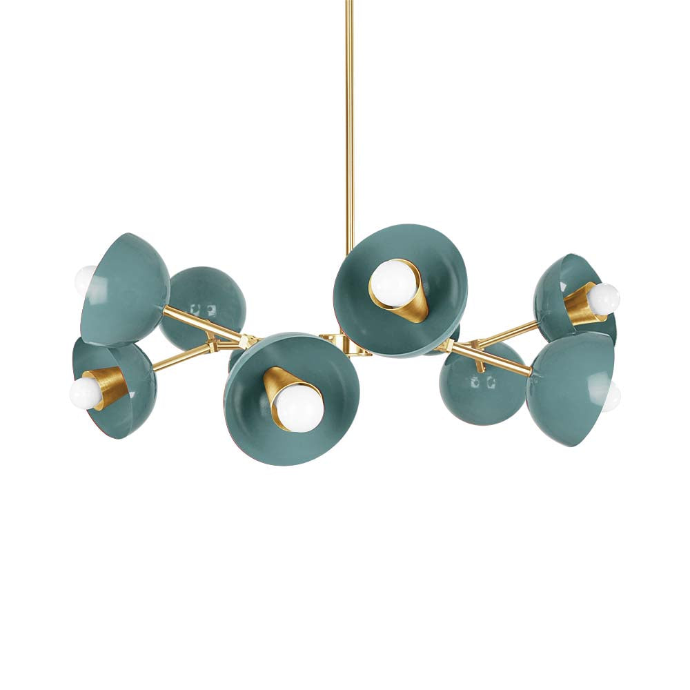 Brass and lagoon color Alegria chandelier 30" Dutton Brown lighting
