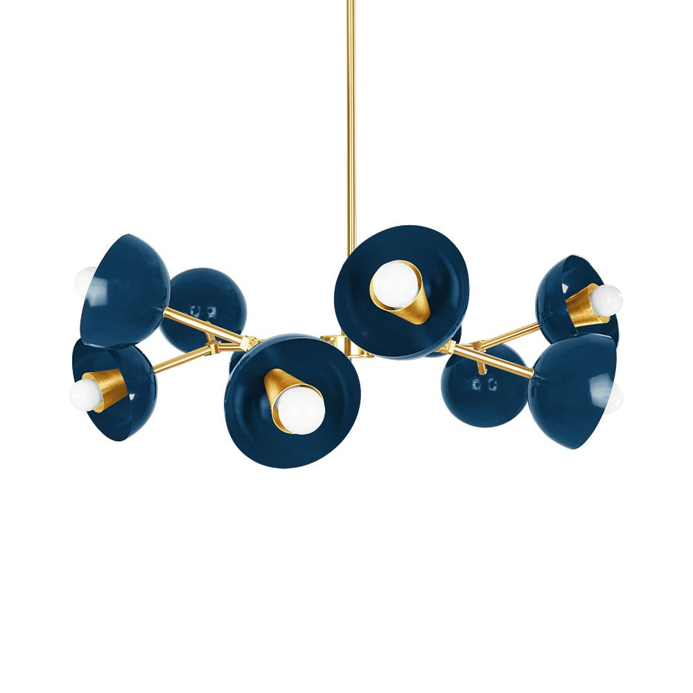 Brass and slate blue color Alegria chandelier 30" Dutton Brown lighting